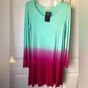 Mon Ami Long Sleeve Ombre Tie-dye Dress